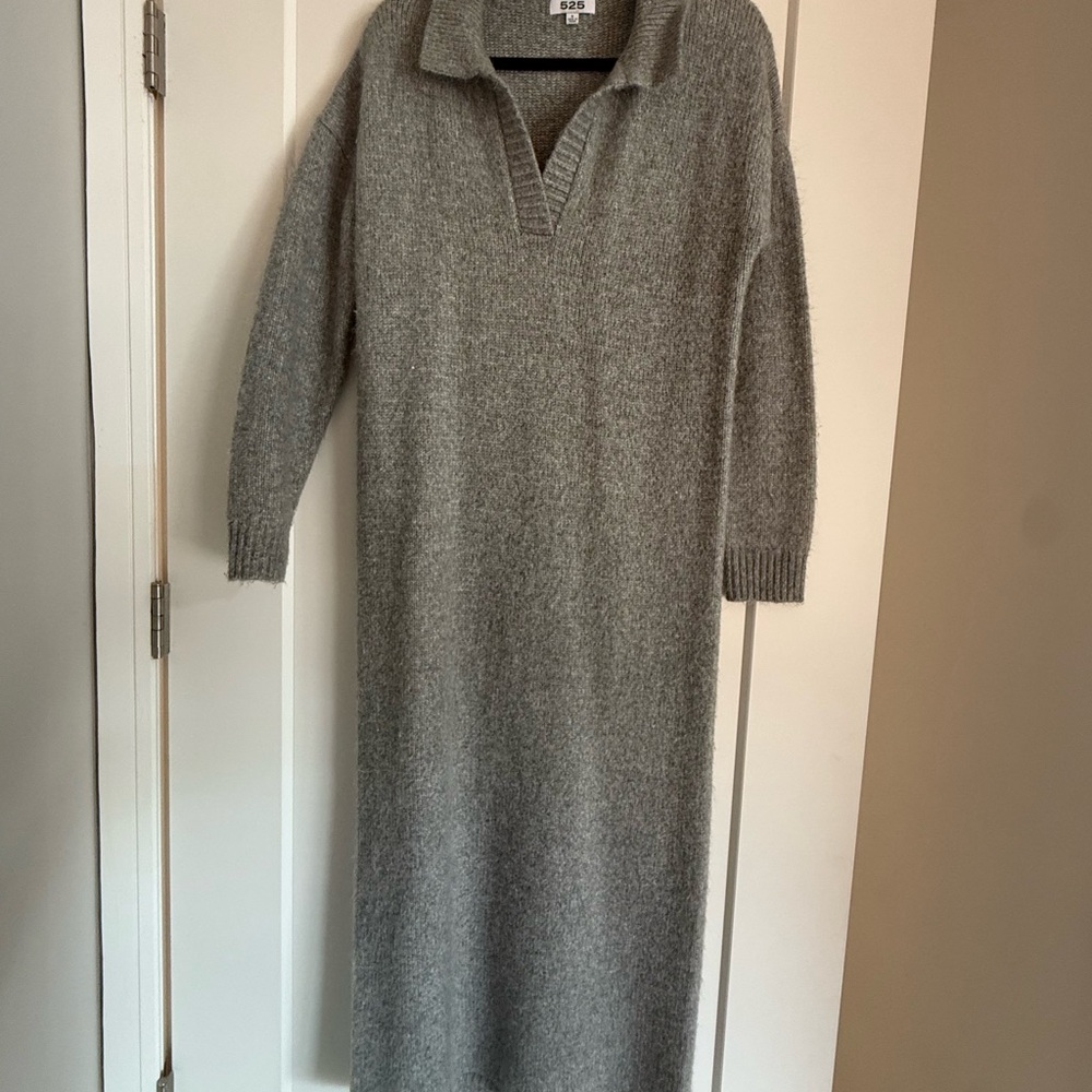 525 Raya Polo Knit Sweater Dress in Grey
